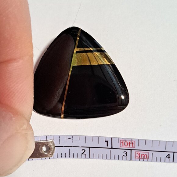 shiny black and gold Jules Perrier brooch - Picture 5 of 5